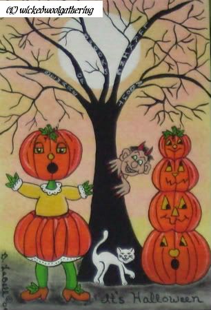 It's Halloween Beware of Spooks Lurking About Postcard Painting