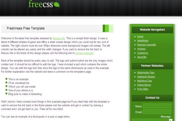 CSS Fresh Green White Web2.0 Template