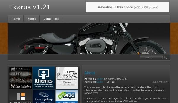 Wordpress Magazine Web2.0 Bikes Theme