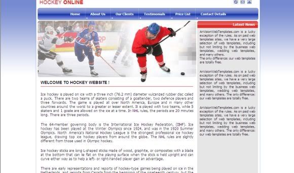 Hockey Sports Club Blue CSS Template