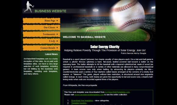 Free CSS Baseball Club Green Website Template