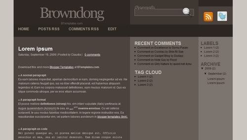 Brown Dong Black Web2.0 Blogger Template