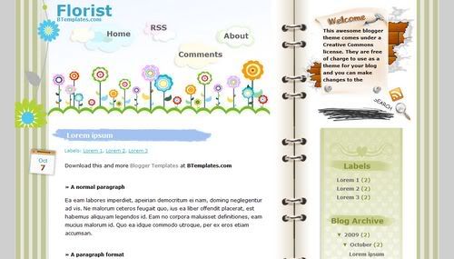 Blogger Flowers Shop Blog Template