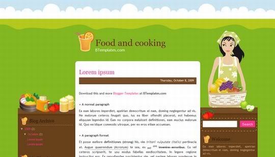 Blogger Cooking Food Green Template