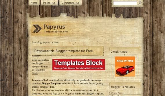 Papyrus Grunge Wood Blogger Template