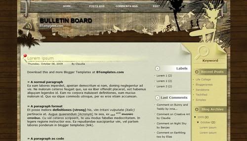 Blogger Gray Travel Board Web2.0 Template