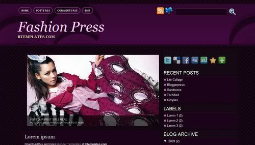 Free Blogger Fashion Sexy Violet Template
