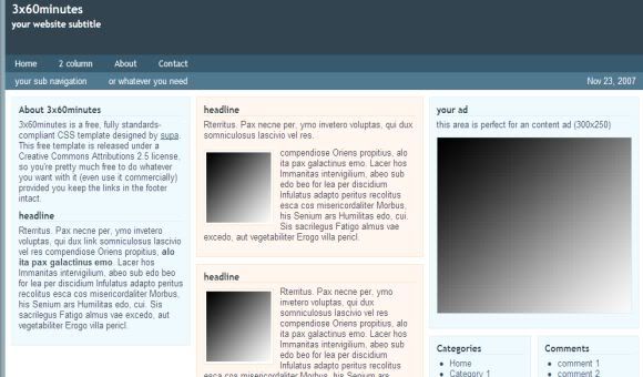 CSS Gray Blue Minutes Web2.0 Template