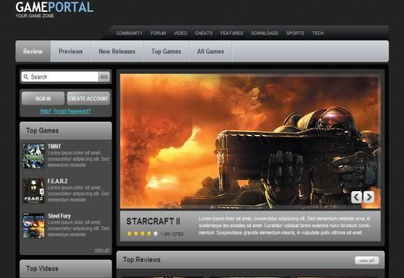 CSS Games Portal Web2.0 Template