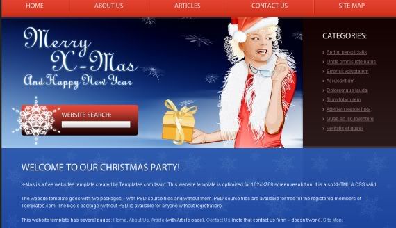 Christmas Red Blue Website Template