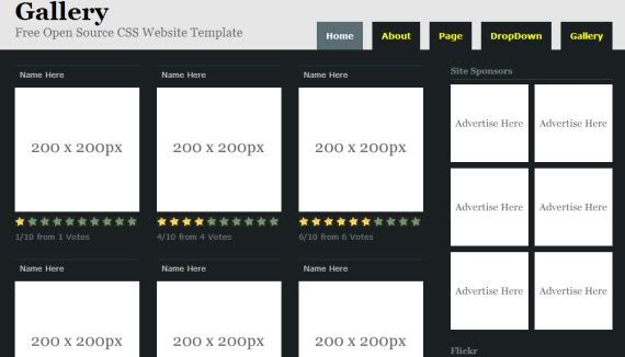 Free CSS Gallery Black Website Template