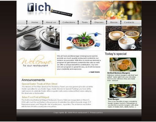 CSS Cuisine Restaurant web2.0 Template