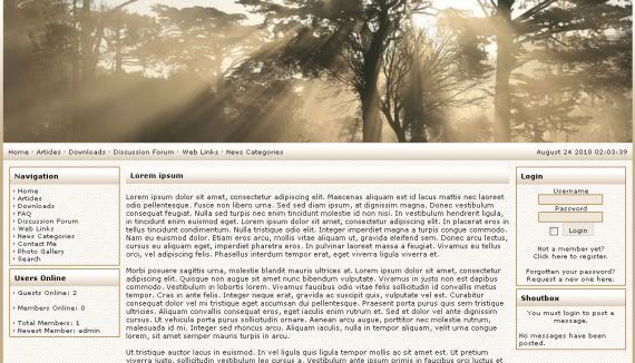 Forest Brown Web2.0 php-fusion Theme