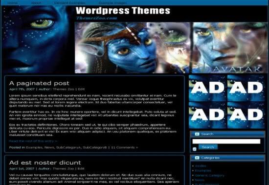 Wordpess Black Blue Avatar Theme