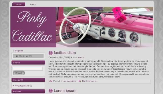 Cadillac Pink Cars Wordpress Theme Template
