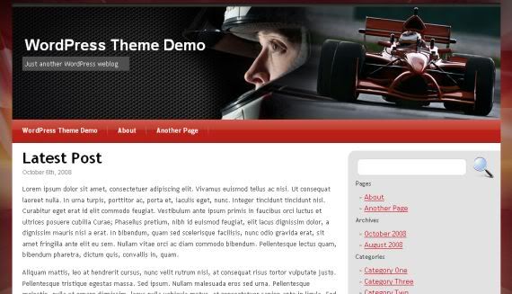 Free Wordpress Racing Cars Red Web2.0 Theme