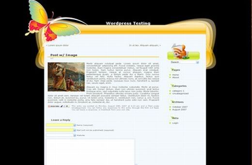 Wordpress Blue Butterfly Web2.0 Theme Template