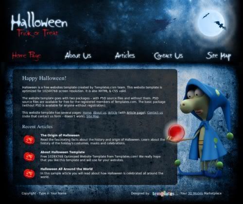 HTML Halloween Blue Website Template