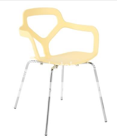 Set of 4 White ABS Plastic Dining Chair Stacking Chair Stackable Chairs Modern
