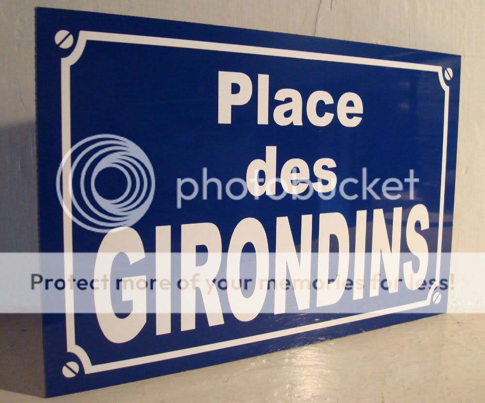   Plaque de Rue Place des GIRONDINS alu 29 x 19 cm