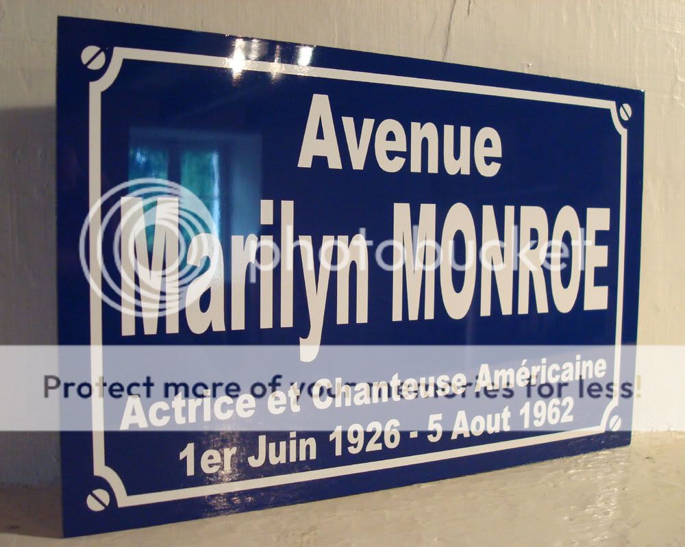   PLAQUE de Rue Marilyn Monroe