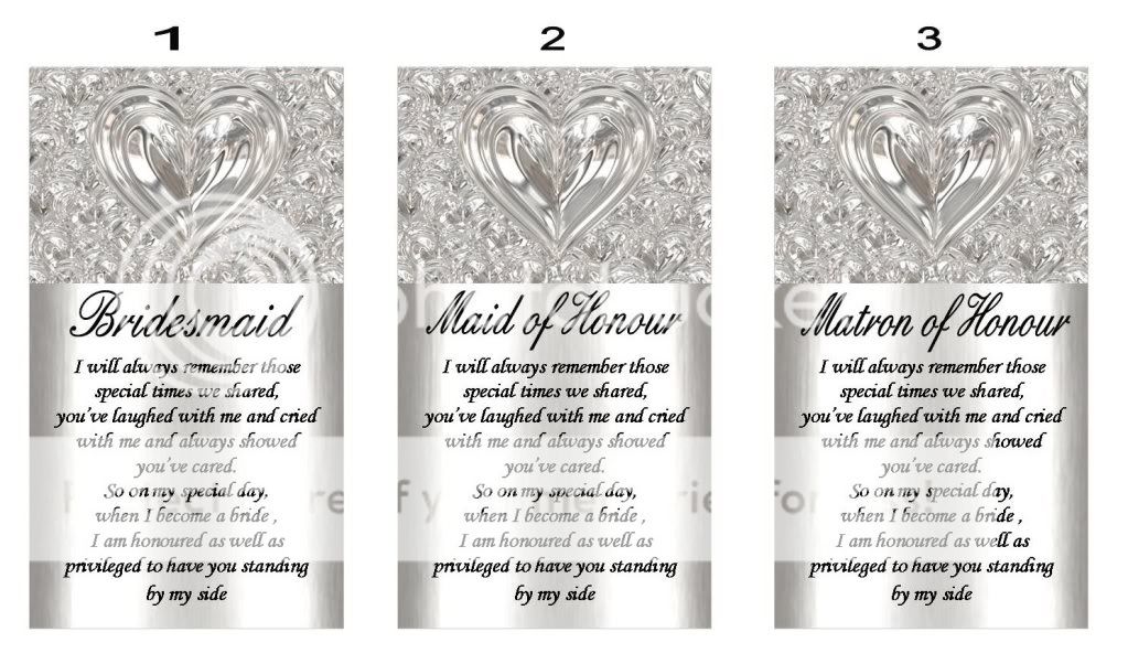 Set of 6) Wedding Fridge Gift Magnet   Silver Bridesmaid etc   You 